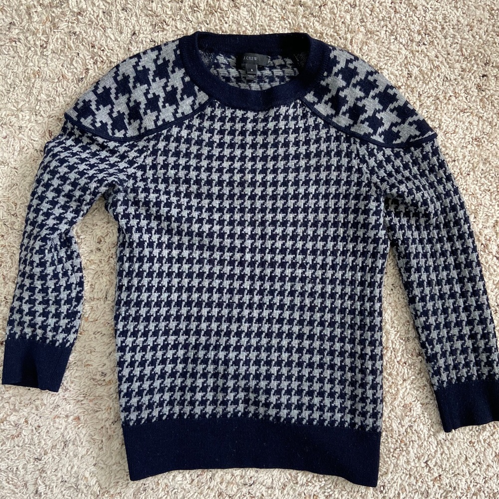 J.Crew S Navy Houndstooth Sweater